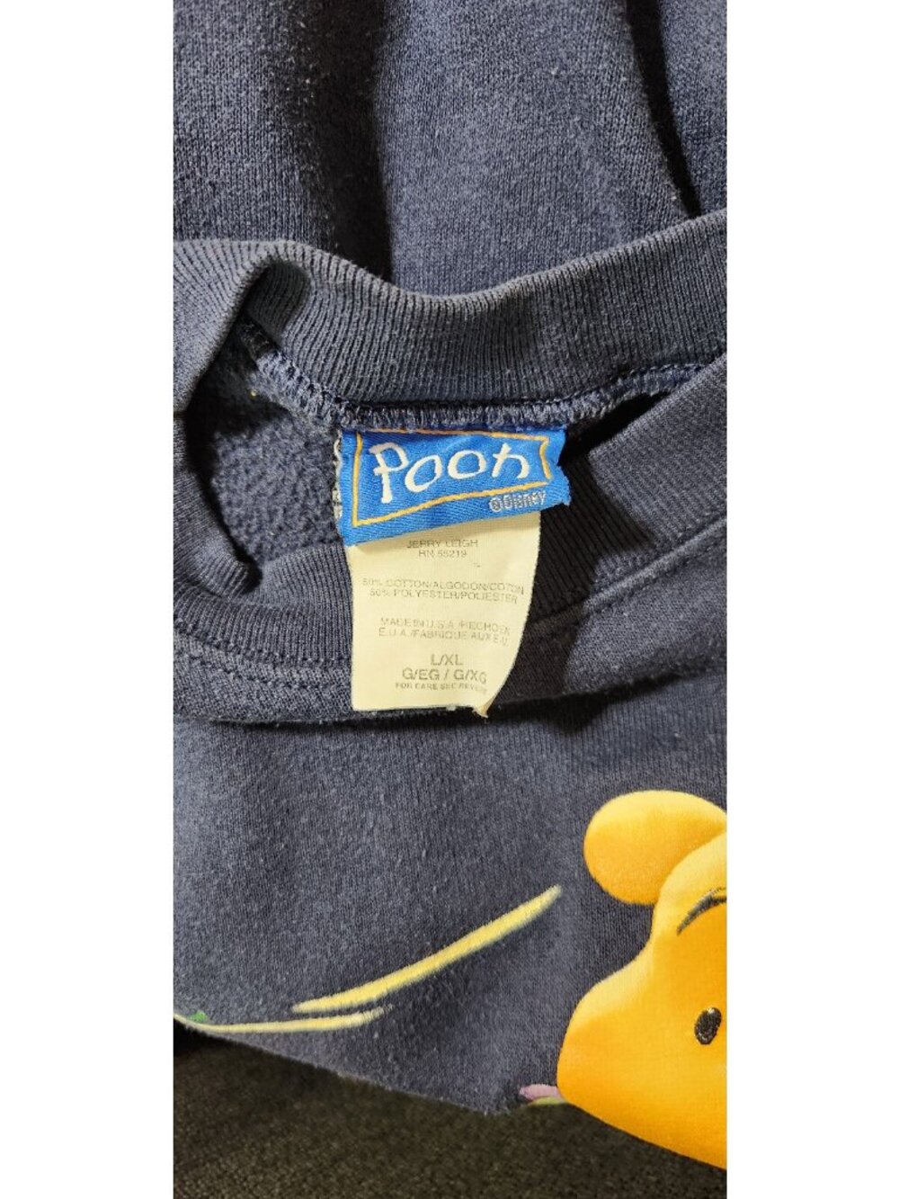 Vintage Disney Winnie Pooh Windsday Blue Crew Neck LS Sweatshirt Top LARGE USED - Picture 6 of 6